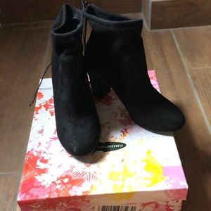Black faux suede boots